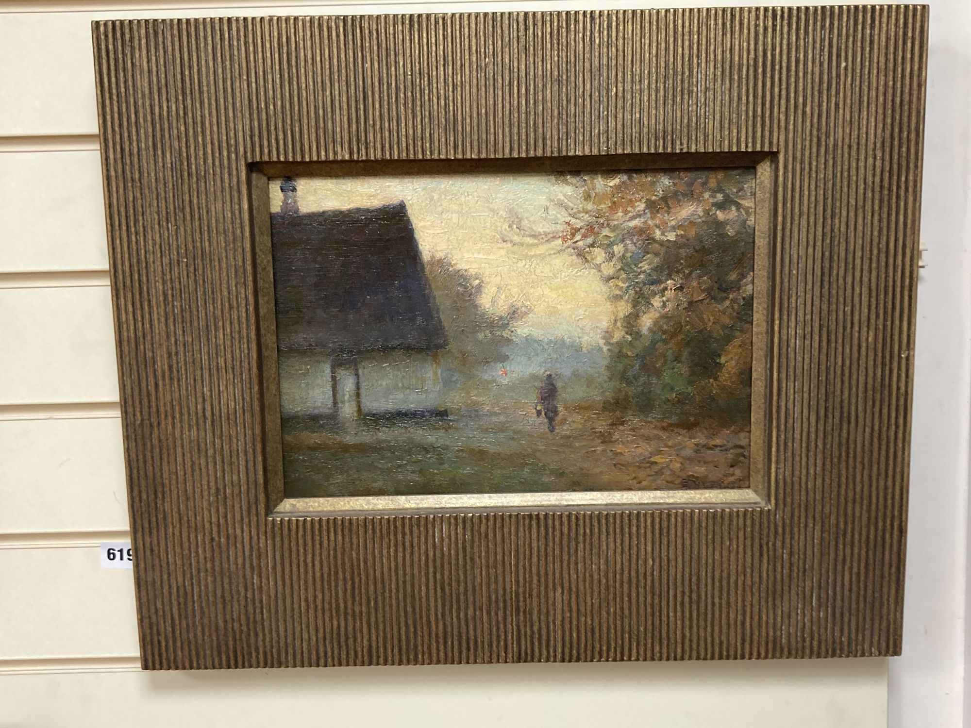 G. Nurod (19th C.), oil on board, Figure on a country lane, signed, 24 x 35cm